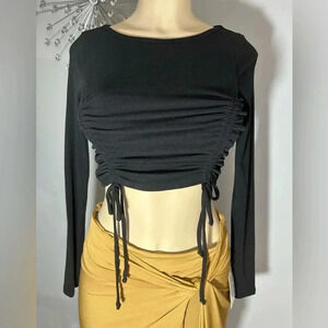 Fashion Nova “I’m Just Ruching Out” Black Crop Top